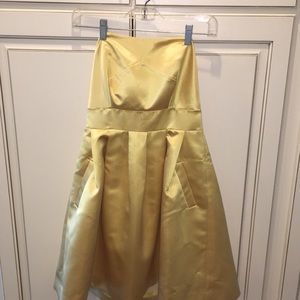 Strapless yellow dress